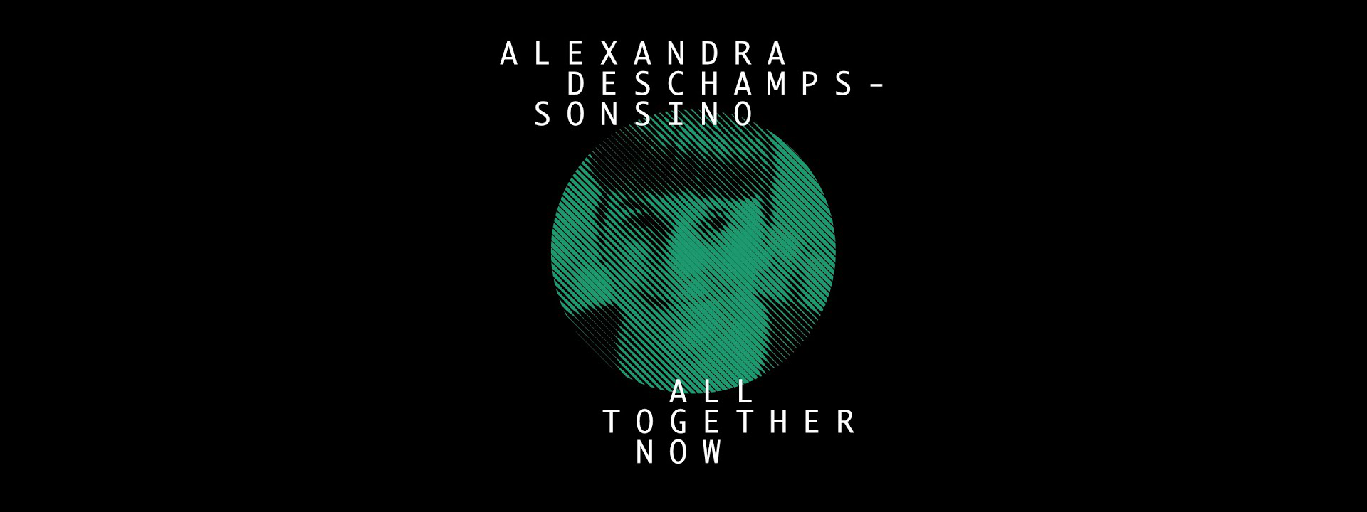 Bannière de présentation avec le portrait d'Alexandra Deschamps-Sonsino, ainsi que le titre de la conférence, All Together Now